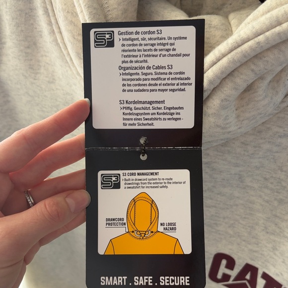 CAT Women's Light Gray Crewneck Hoodie with Maroon Logo - Picture 4 of 8